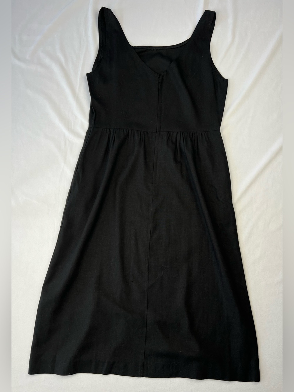 Black Sleeveless Fit & Flare Midi Dress Scoop Neck Back Zip Empire Waist S/M - Picture 4 of 4
